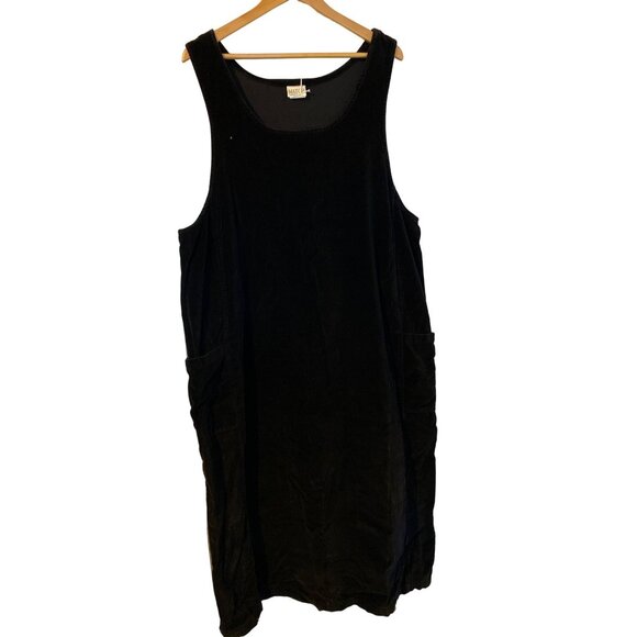 Black Velvet Sleeveless Pull-On Jumper Dress With Pockets By Match Size M - Picture 1 of 5